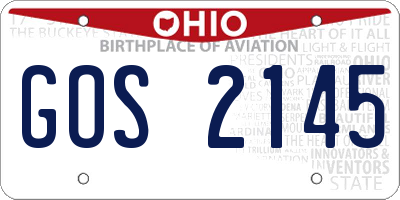 OH license plate GOS2145