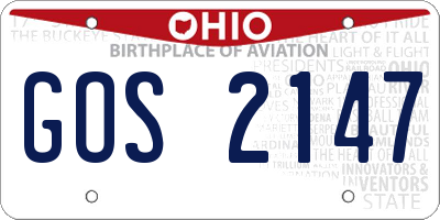 OH license plate GOS2147