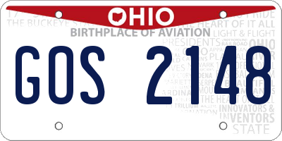 OH license plate GOS2148