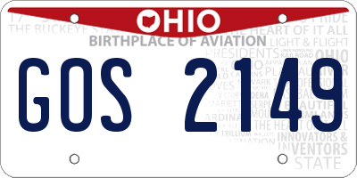 OH license plate GOS2149