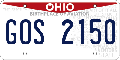 OH license plate GOS2150