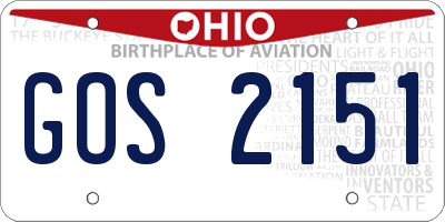 OH license plate GOS2151