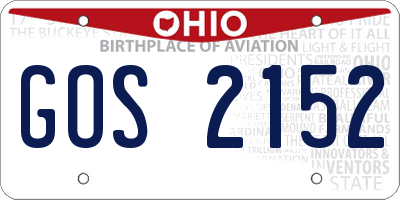 OH license plate GOS2152