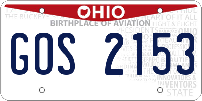 OH license plate GOS2153