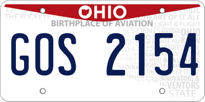 OH license plate GOS2154