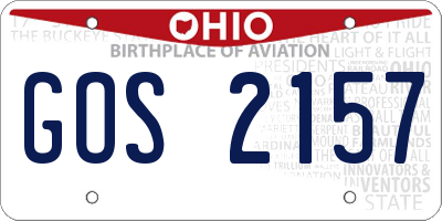 OH license plate GOS2157