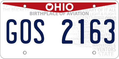 OH license plate GOS2163