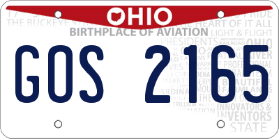 OH license plate GOS2165