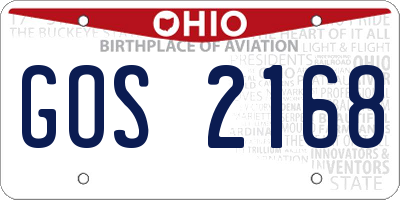 OH license plate GOS2168