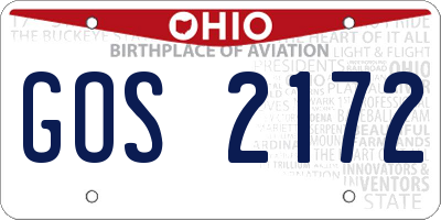 OH license plate GOS2172