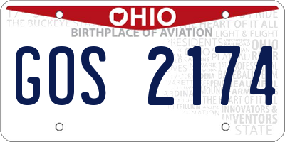 OH license plate GOS2174