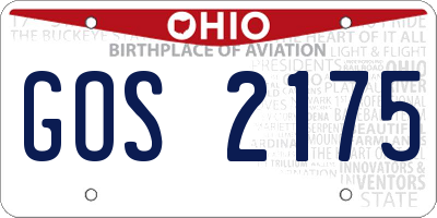 OH license plate GOS2175