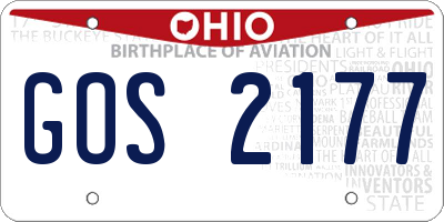 OH license plate GOS2177