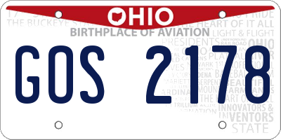 OH license plate GOS2178