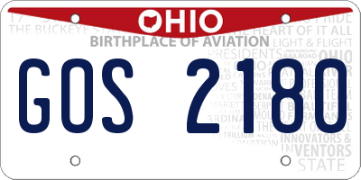 OH license plate GOS2180