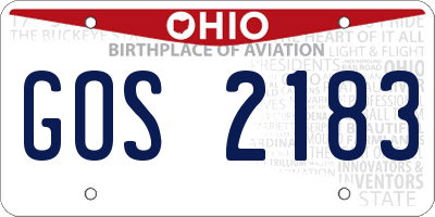 OH license plate GOS2183