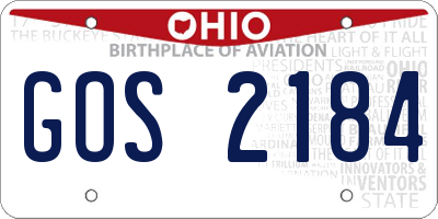 OH license plate GOS2184
