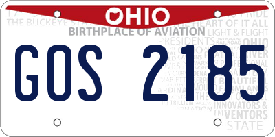 OH license plate GOS2185