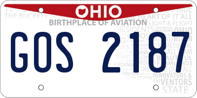 OH license plate GOS2187