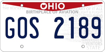 OH license plate GOS2189