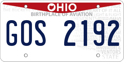OH license plate GOS2192