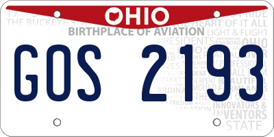 OH license plate GOS2193