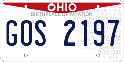 OH license plate GOS2197