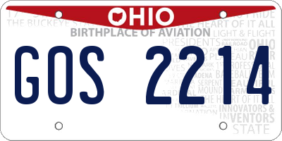 OH license plate GOS2214