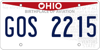 OH license plate GOS2215