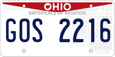 OH license plate GOS2216