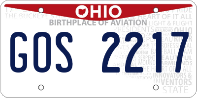 OH license plate GOS2217