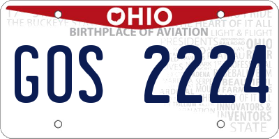 OH license plate GOS2224