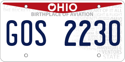 OH license plate GOS2230