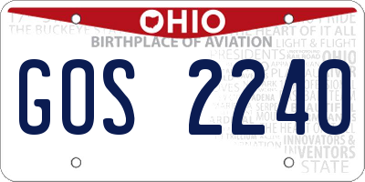 OH license plate GOS2240
