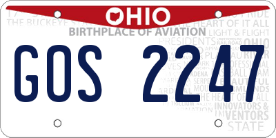 OH license plate GOS2247