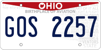 OH license plate GOS2257