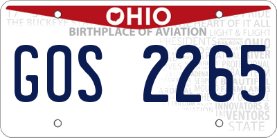 OH license plate GOS2265
