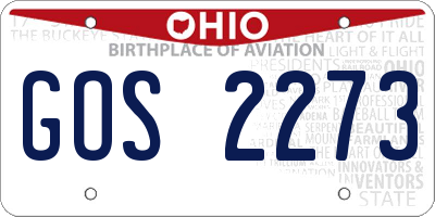 OH license plate GOS2273