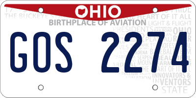 OH license plate GOS2274