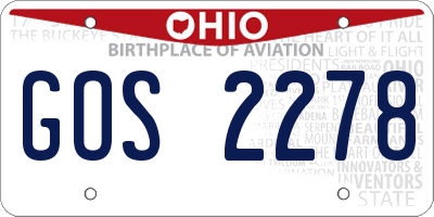 OH license plate GOS2278
