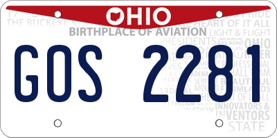 OH license plate GOS2281