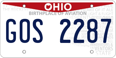 OH license plate GOS2287