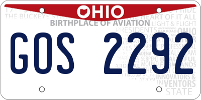 OH license plate GOS2292