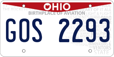 OH license plate GOS2293