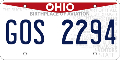 OH license plate GOS2294