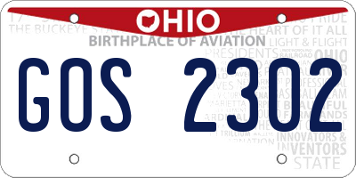 OH license plate GOS2302