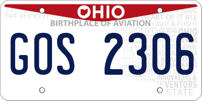 OH license plate GOS2306