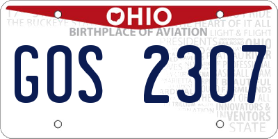 OH license plate GOS2307