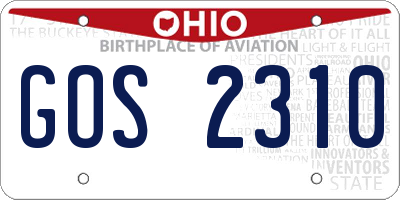 OH license plate GOS2310