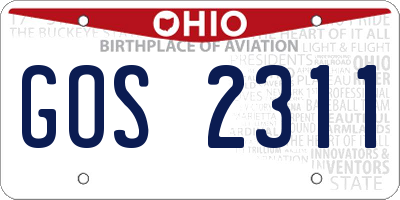 OH license plate GOS2311